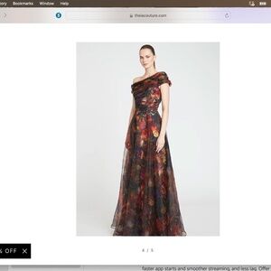 Theia "Jada" evening gown.  Size 12.  Danish Botanical Print.